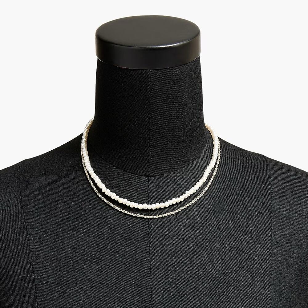 NWT J. Crew Pearl And Silver Chain Necklace
